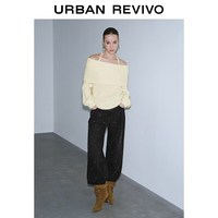 UR2026春季女装魅力优雅一字领挂脖针织衫UWG960015 本白 XS
