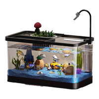 宠街坊鱼缸一体缸自循环免换水家用过滤桌面造景鱼缸带盖黑色大号顶配
