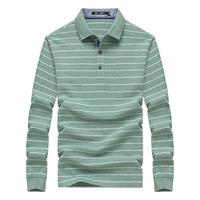 七匹狼长袖T恤男季条纹翻领PoloT恤衫男士体恤衫商务休闲百搭上衣男装 206豆绿 165/84A(M)