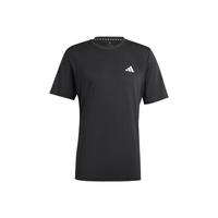 adidas 男子夏季快干舒适圆领透气休闲运动短袖上衣 L码 黑色/白