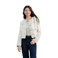 森马 Semir外套女短款垫肩流苏优雅春秋小香风修身粗花呢109524108010 白色调00311 XXL