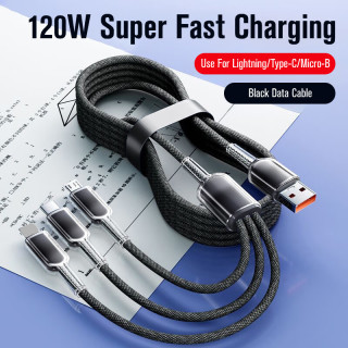 千飒 快充 数据线  Type-C, Lightning, Micro USB 尼龙织 黑色渐变 USB-A