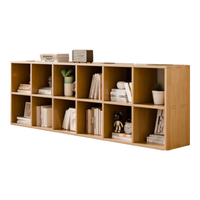 家逸实木书架落地书柜矮书柜书房格子柜客厅置物架可叠落储物柜收纳柜