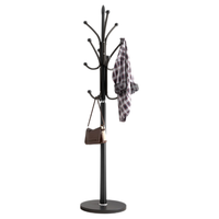 华音轩衣帽架挂衣架落地卧室衣架子客厅挂包架家用衣服架立式铁艺大衣架 【加厚理石底座】秋冬款咖色