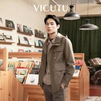 男士风衣舒适时尚连帽商务通勤休闲百搭咖色秋季外套