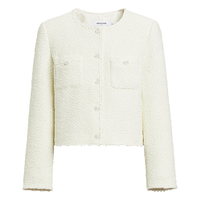 红袖奥莱秋季女装肌理感香风箱型单排扣圆领外套 香草黄207 XL