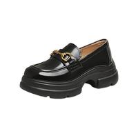 他她（TATA）卢昱晓同款魔法侦探厚底乐福鞋女鞋小皮鞋2025春7OL34AA5 浅黑 34