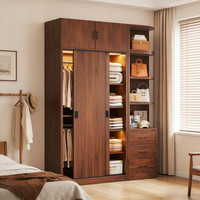七序 实木衣柜加厚衣柜卧室家用现代简约大容量推拉门衣橱储物收纳柜 【长200*深50*高200