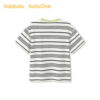 巴拉巴拉【balaOne】童装短袖t恤男女童2026夏装条纹休闲上衣 白黑色调00419 140