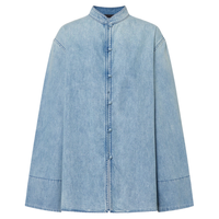 MO&Co. 牛仔衬衫2026春新中式立领盘扣撞色翻袖洗旧棉质MBF1TOP024 牛仔蓝色 L /170