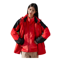 JEEP SPIRIT冲锋衣外套女冬季三合一加绒休闲风衣女士户外防风登山滑雪服装男 红色【女款】 2XL