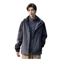 JEEP SPIRIT冲锋衣外套女冬季三合一加绒休闲风衣女士户外防风登山滑雪服装男 灰色【男款】 3XL