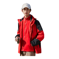 JEEP SPIRIT冲锋衣外套女冬季三合一加绒休闲风衣女士户外防风登山滑雪服装男 红色【男款】 M