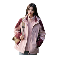 JEEP SPIRIT冲锋衣外套女冬季三合一加绒休闲风衣女士户外防风登山滑雪服装男 粉色【女款】 5XL