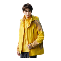 JEEP SPIRIT冲锋衣外套女冬季三合一加绒休闲风衣女士户外防风登山滑雪服装男 黄色【男款】 3XL