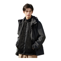 JEEP SPIRIT冲锋衣外套女冬季三合一加绒休闲风衣女士户外防风登山滑雪服装男 黑色【男款】 L