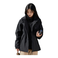 JEEP SPIRIT冲锋衣外套女冬季三合一加绒休闲风衣女士户外防风登山滑雪服装男 黑色【女款】 5XL