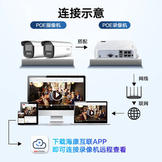 海康威视HIKVISION监控摄像头400万2K高清POE网线供电全彩夜视室内室外IP66可拾音移动检测 3T46WDV3-L 4MM