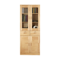 冠发文件柜实木书架带门简易自由组合书橱成人松木储物柜子置物架书房
