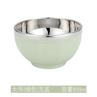304不锈钢饭碗汤碗家用带盖双层隔热防烫防摔宝宝儿童成人吃饭碗