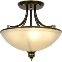 格蕴 美式半吸顶吊灯客厅卧室餐厅半吊灯铁艺吊灯吸顶阳台灯饰灯具