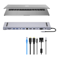 高多底座式USB-c hub笔记本拓展坞3.0 pd vga多接口适用笔记本mate macbook电脑桌面支架型typec扩展坞 底座式12合1 双HD+VGA异显 2003U2