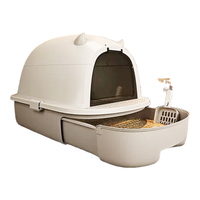 茨格曼 小恶魔猫砂盆全封闭式猫厕所超大猫食盆防臭防外溅猫沙盆特大号 灰色 全封闭隔臭 带猫砂铲