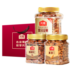 沃隆 每日纯坚果 休闲食品坚果炒货营养健康健身办公零食大礼包送礼 纯坚果罐装组合装1050g/3罐