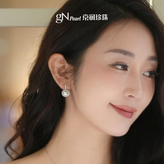 年货大集：京润珍珠 925银淡水珍珠耳钉 光隐 馒头形珍珠耳饰 8-9mm