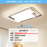 雷士照明吸顶灯2026主客厅灯智能卧室简约灯具全屋套餐黑色 全光谱【优米】160瓦丨IP40防蚊虫丨智控丨RA98显色