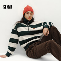 森马 卫衣女秋冬季中长款宽松立领抓绒上衣刺绣灰绿色调00324 S 155/80A