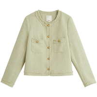 茵曼（INMAN）优雅小香风短款外套2025春季女装高级感千金气质外套上衣 浅豆绿 XL