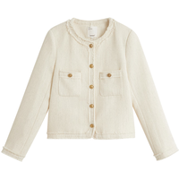 茵曼(INMAN)优雅小香风短款外套2025春季女装高级感千金气质外套上衣 米杏色 L