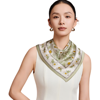 上海故事真丝丝巾素绉缎围巾礼盒新年气质长辈 汀篱漫雏-藤蔓绿 50cm*50cm
