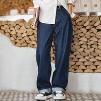 马登 MADEN美式复古拖地阔腿丹宁牛仔裤慵懒宽松显瘦直筒伐木工装裤女