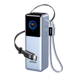绿联 200W快充 充电宝 自带伸缩线+挂绳线-25000mAh