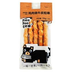 匹卡噗 宠物狗零食通用奖励洁齿磨牙棒犬咬胶 鸡肉绕牛皮粒棒70g*5