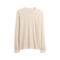 Gap 男女装2025秋季LOGO华夫格长袖T恤休闲常规上衣美版 米色 S 美码 M亚洲码175/92A