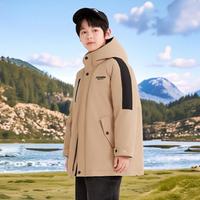 鸭鸭 儿童羽绒服男童韩版女童中长款中大童冬季保暖厚羽绒连帽外套