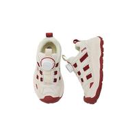 吉普 秋季网面防滑耐磨软底儿童运动鞋 米/酒红 37