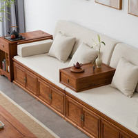 溪木工坊 泰然 罗汉床 实木沙发床 2.5米 仿古榆木家具