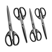 得力deli黑刃剪刀不锈钢剪子不粘胶家用宿舍用手工剪纸刀办公拆快递小剪刀便携美工长办公用品 【常规黑丨中号】银刃款 16cm