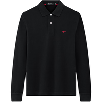 七匹狼长袖T恤男士Polo保罗衫翻领时尚轻商务休闲百搭t恤体恤衫衣服男装 001(黑色)-5832款 175/92A(XL)