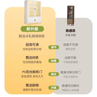 厨事优（CHUSHIYOU）书柜收纳柜书架立式落地储物柜子一体靠墙客厅边柜置物带门展示柜 【层高可调】四层高158cm