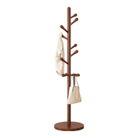 王星和月实木衣架落地衣帽架卧室家用挂衣架简易立式榉木挂衣杆室内挂包架 三角底座-胡桃色【儿童款】