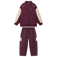 马骑顿【加绒套装】MQD男童25冬学院风运动撞色立领两件套 暗红 130