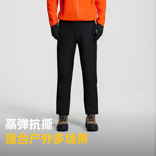 探路者软壳裤男户外登山徒步裤防风防泼水女加绒保暖运动长裤 【男款】黑色-TAMMBN91809 XL
