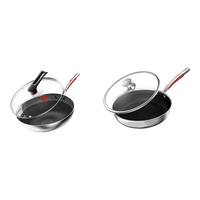 【厨房套装】316L不锈钢蜂窝不粘炒锅平底煎锅汤锅家用 炒锅+煎锅 2件套