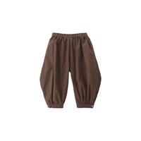 巴厘小猪男童裤子春秋季宝宝休闲裤儿童气球裤纯棉婴幼儿束脚裤女童长裤 深咖 110