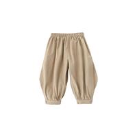巴厘小猪男童裤子春秋季宝宝休闲裤儿童气球裤纯棉婴幼儿束脚裤女童长裤 卡其黄 110